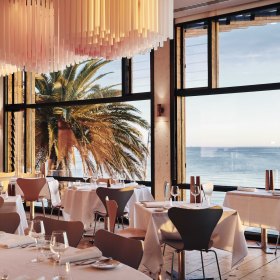 Pastel tones in the dining room.