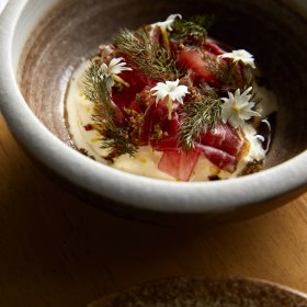 Wagyu bresaola with stracciatella.