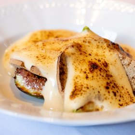 Roasted figs, biscotti, marsala and zabaglione. 