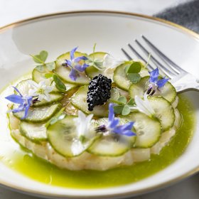 Scallop tartare with caviar.