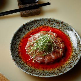 Tuna with spicy orange oil.