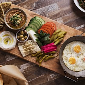 Breakfast spread.