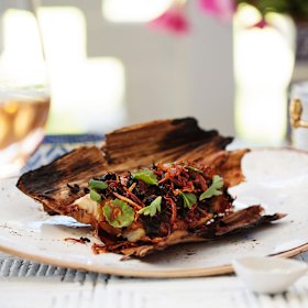 Paper bark grilled fish.