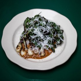 Purplette onions, ’nduja and pecorino.