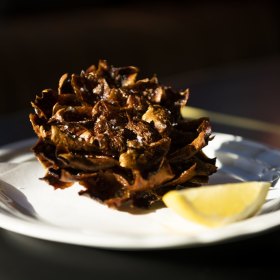 Artichoke alla giudia at Club Fontana in Redfern.