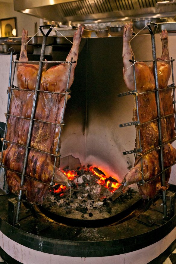 Meats are cooked over fire. 
