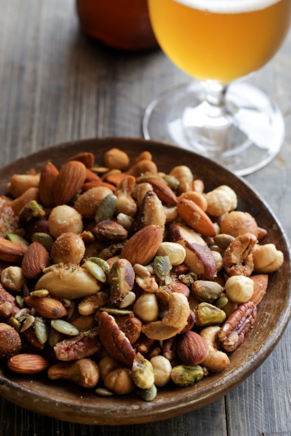 Adding spice to nuts can make them more interesting to eat.
