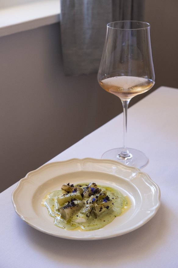 Leeks, lovage and goat’s curd.
For Good Food, 21 January, 2022