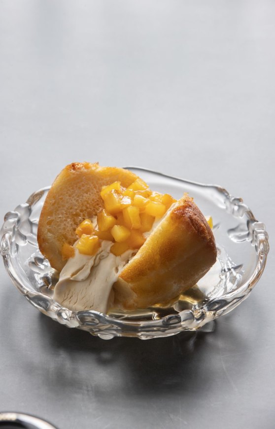 Rum baba with pineapple.