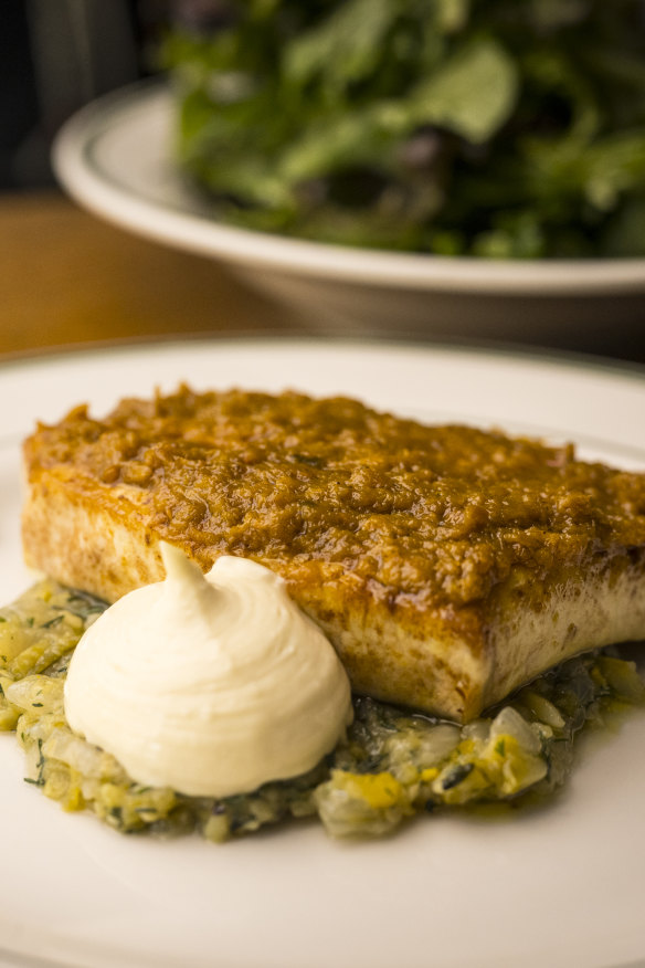 Swordfish, squash, fennel and saffron butter.