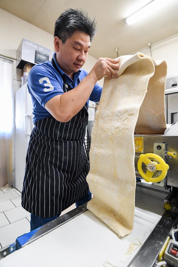 Noodles are all made by hand.