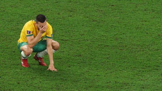 A dejected Aziz Behich after the final whistle.
