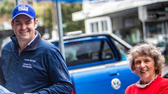 Lucas Moon campaigns during last year’s state election.