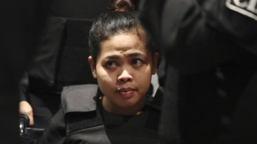 Indonesian Siti Aisyah waits at Kuala Lumpur International Airport in Sepang, Malaysia. She was freed from custody on Monday.