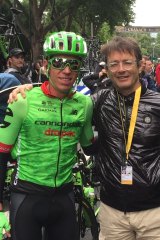 Michael Drapac (right) with one of his professional team riders,  Rigoberto Uran.
