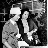 Ms Monroe’s half-sister Mrs Bernice Miracle (left) arrives at the Westwood Village Mortuary the following day.