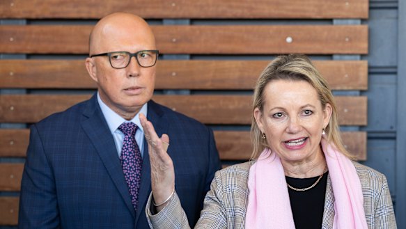 Former opposition leader Peter Dutton and deputy leader Sussan Ley.