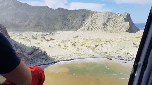 White Island, as seen by the crew aboard the Auckland Westpac Rescue Helicopter on Monday.