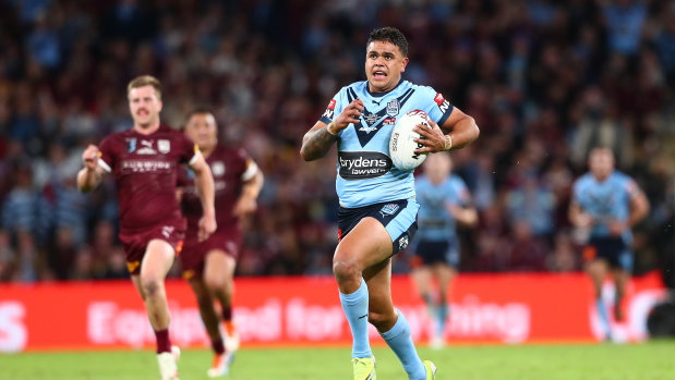 Latrell Mitchell scored an intercept try to cap a tremendous first half.