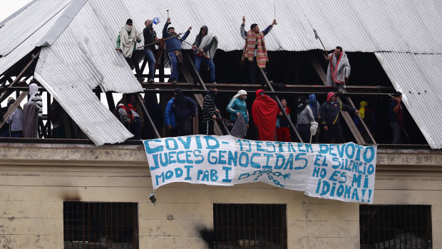 Inmates of Devoto Penitentiary rioted amid fears authorities weren't taking measures to protect them against spread of COVID-19 in Buenos Aires, Argentina. 