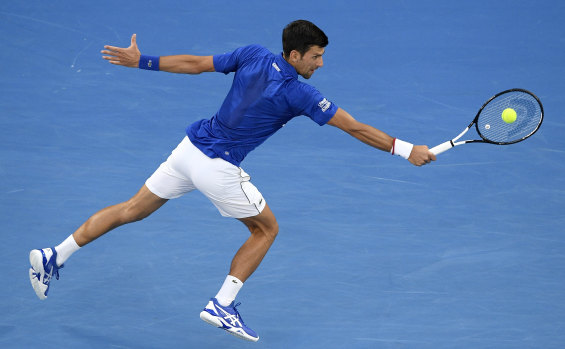 Novak Djokovic in perfect control against Lucas Pouille on Friday night.