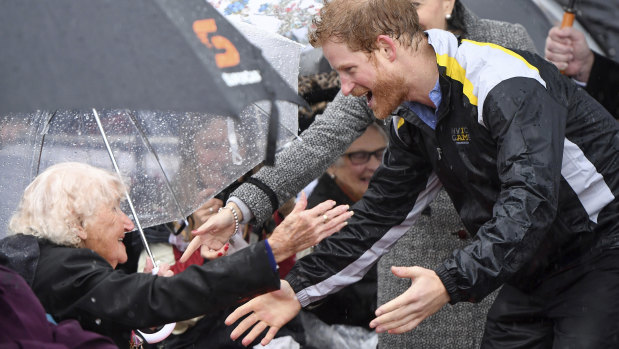 Harry met Mrs Dunne again in 2017 after waiting in the pouring rain.