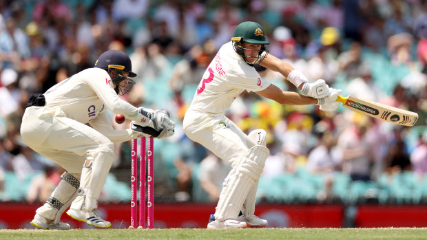 Labuschagne bats on day four at the SCG. 