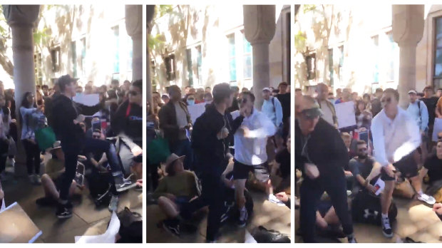 Student protesters clashed at UQ on Thursday.