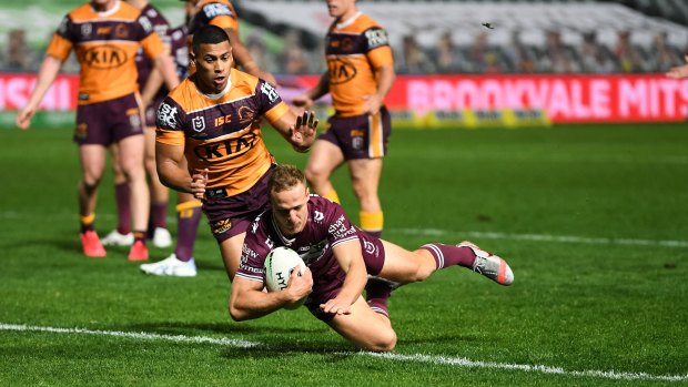 Daly Cherry-Evans goes over for the Sea Eagles.