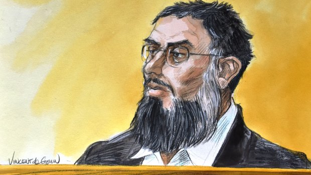 A court sketch of Haisem Zahab, 44, who has pleaded guilty to researching and developing rockets and warning systems for Islamic State.