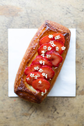 Strawberries and a fresh pastry from Bageriet Benji.