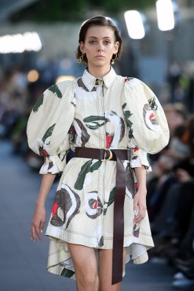 Puffy sleeves on the runway at Aje in May.