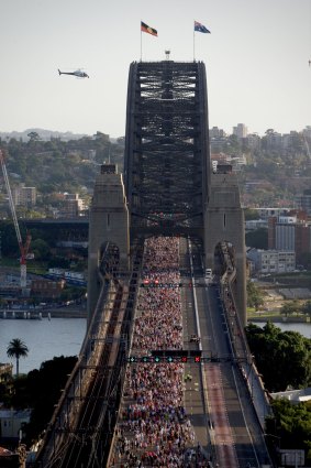 World Pride March across the Harbour Bridge in March.