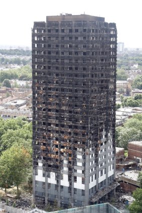 The burnt Grenfell Tower apartment building in London, which opened the world's eyes to the dangers of the material. 