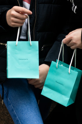 Tiffany & Co's signature blue bags.