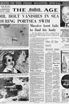 The front page of The Age, December 18, 1967.