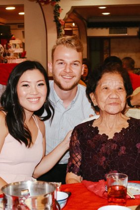 Nicole Werner with her husband Fraser and her grandmother.