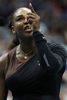 Outburst: Serena Williams gives umpire Carlos Ramos a piece of her mind.