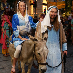 Mary and Joseph had to make their own way this year will all animals pulled from the parade.