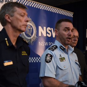 Once a cop ... then AFP acting assistant commissioner Chris Sheehan and NSW Police assistant commissioner Mark Jenkins announcing arrests in 2016.