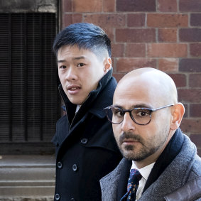 Mr Kinoial (formerly Buffy Nguyen) arrives at Parramatta local court with his lawyer Omar Juweinat.