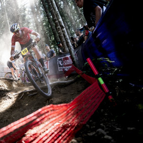 Racing on the mountain bike world circuit.