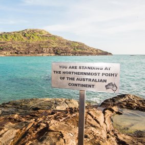 A sign at the tip of Cape York Peninsula.