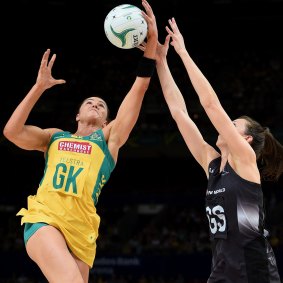 Sharni Layton in action on the netball court.