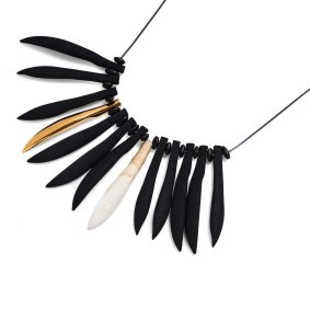Maree Clark necklace from Thung-ung Coorang (Kangaroo teeth necklace) jewellery collection, 2018. 