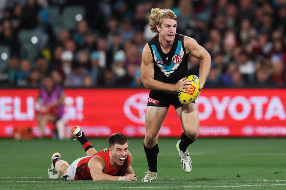 Young Port gun Jason Horne-Francis was superb against Essendon.