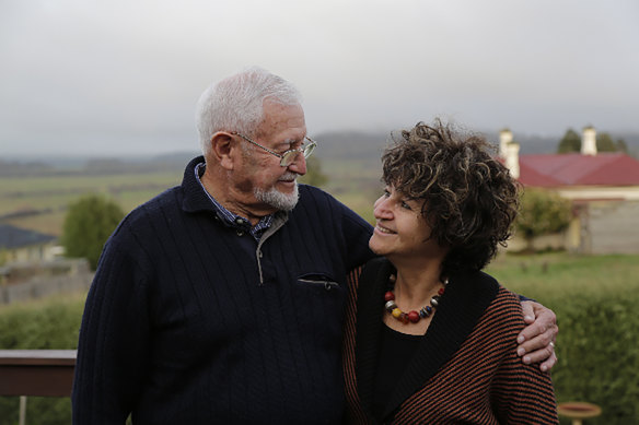 Dixie and Eve in Tasmania in 2013 researching his family roots. Eve believes  her mum would be proud the two of them have bonded “as he was part of her life, too”.