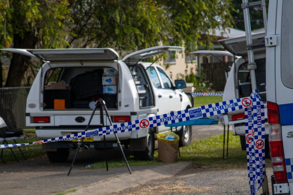 Police at the house on Saturday.