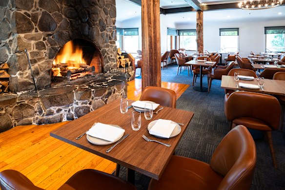 Dining comes with a roaring fire.