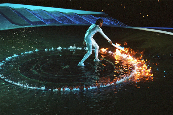 Cathy Freeman at the opening ceremony of the Sydney Olympic Games. 